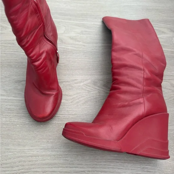 Rare vintage prada FW 2014 Red wedge Boots - Picture 2 of 7